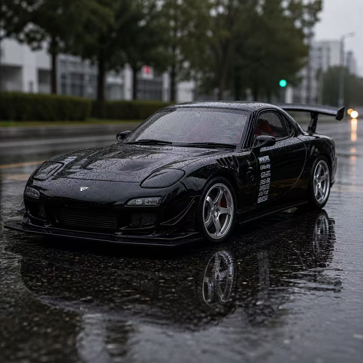 Model Kit Mustang - 1:32 Mazda RX7 Druckguss-Legierungsautomodell, Rückziehfunktion mit